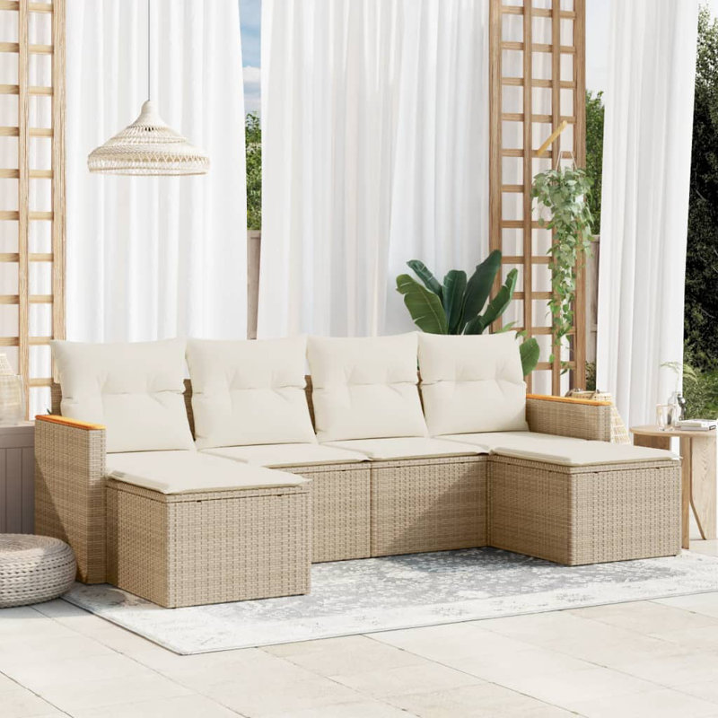 Vidaxl Garden Sofa Set Beige PE Rattan Modular Size Modular