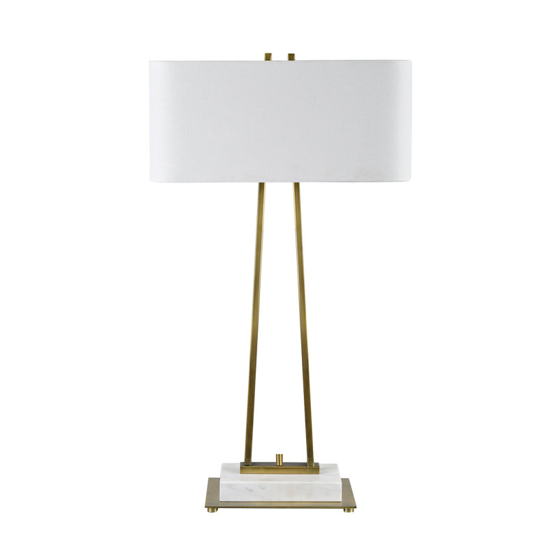 Lampe de table 33,5 "en métal avec abat-jour blanc