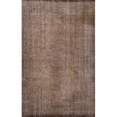 Tapis unique en laine noué à la main 5 pi 8 po x 9 pi 3 po gris couleur transitionnelle brune Hartfield