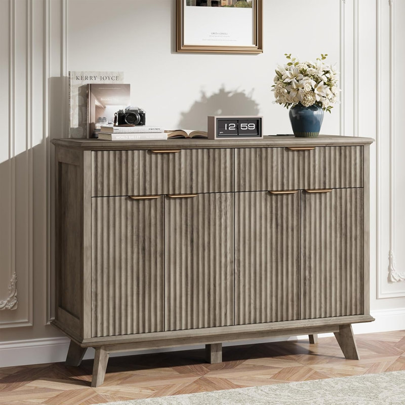 Buffet 47,2 po avec rangement, tiroirs et tablettes réglables, grand buffet en bois pour la cuisine, le salon pour le bureau, l'armoire de rangement pour la chambre à coucher, l'armoire de rangement pour le couloir