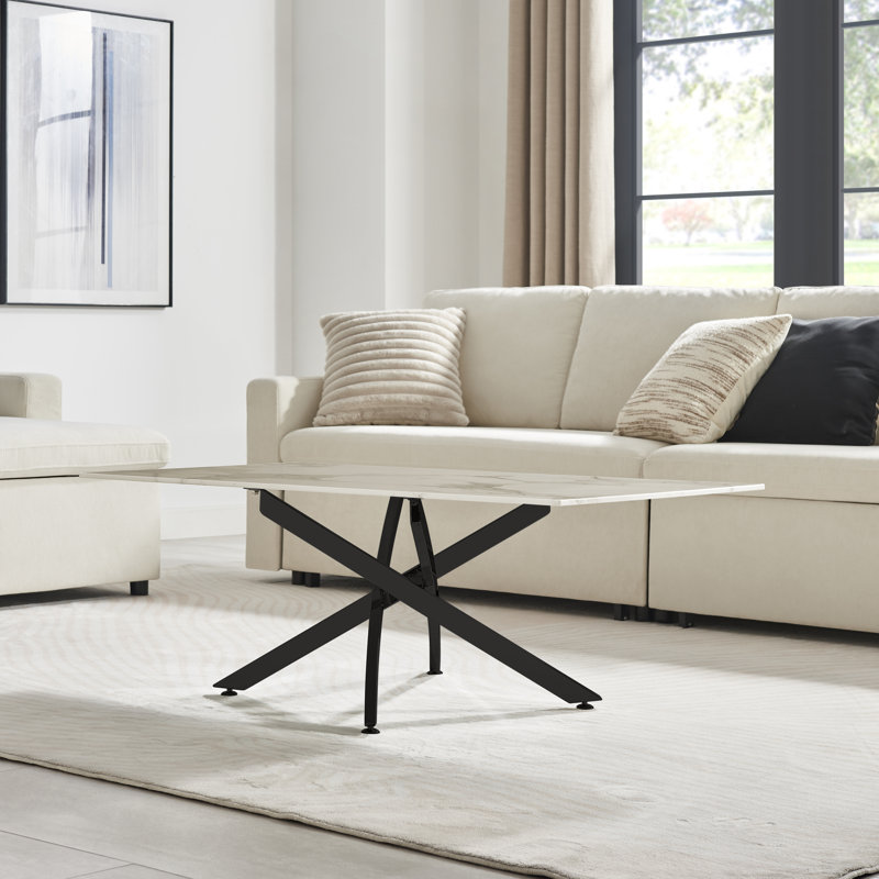 Attallah Pedestal Coffee Table, White, Black