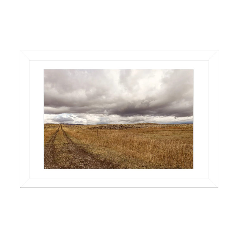 Storm Clouds Over Montana Prairie, White Open Corner Framed Paper, White, 24" H x 32" W x 1" D