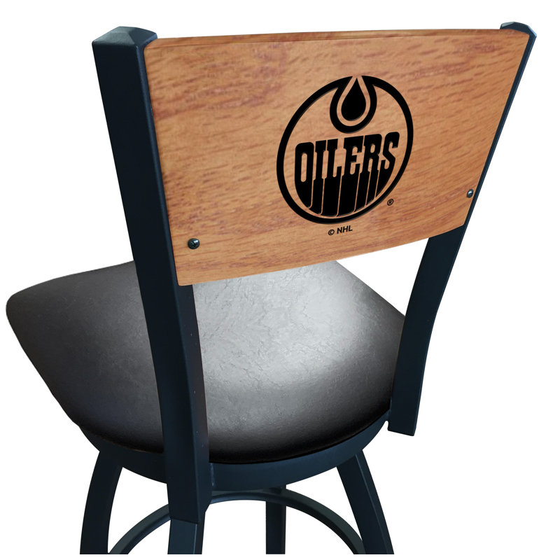 Tabouret de bar pivotant NHL, Vinyle noir, Edmonton Oilers