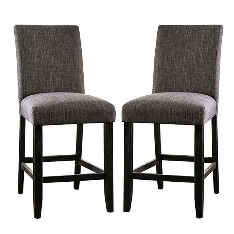 Ensemble de 2 chaises rembourrées en tissu à hauteur de comptoir au fini gris