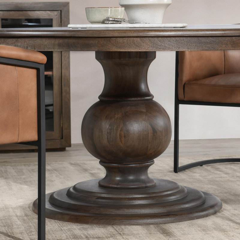 Brookside 60" Round Mango Wood Dinning Table In Cocoa Brown