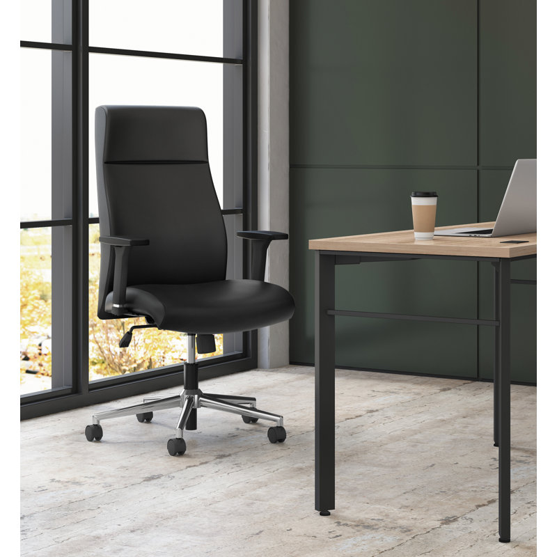 HON Faux Leather Executive Chair, Black