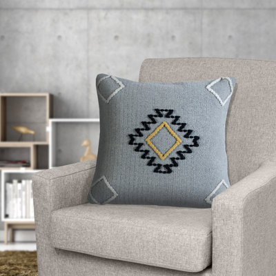 Chic Geometric Blue Square Throw Pillow Cover