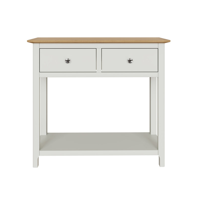 Casiano 85cm Solid Wood 2 Drawer Console Table, Off White