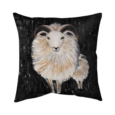 Two bushy ram - 20"x20" Throw pillow - Poly twill - Print on demand