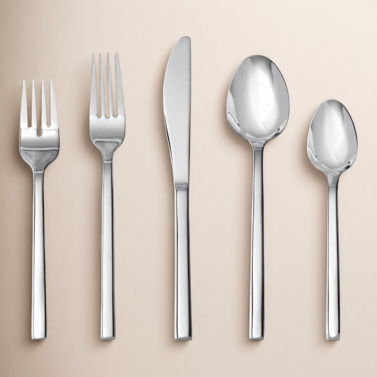 Arezzo Brushed 20 Piece 18/10 Stainless Steel Flatware Set, Service for 4, Polished