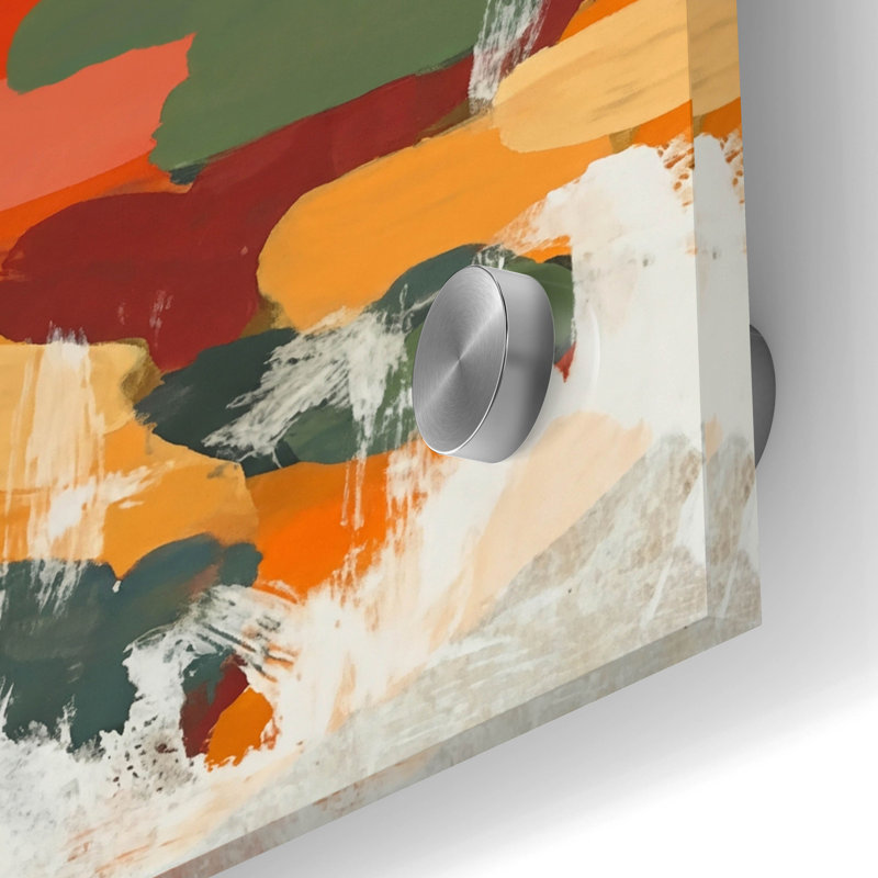 «Orange Summer» par Rich Monet, art mural en verre acrylique, 24 po x 24 po, 24 po x 24 po