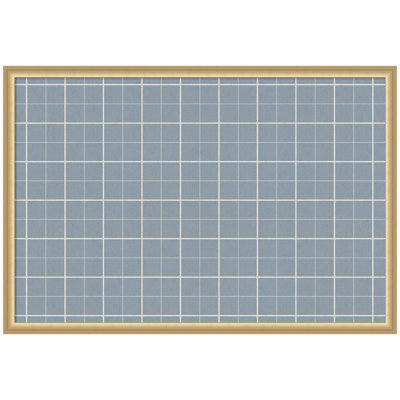 Framed Fabric Pinboard Light Blue Plaid Printed Linen Bulletin Board