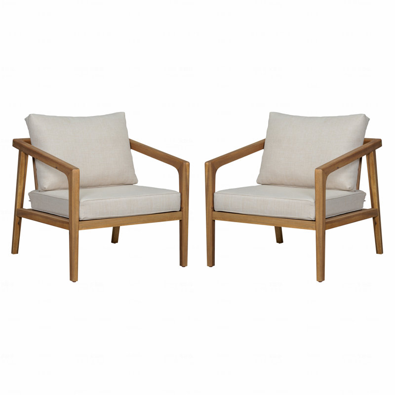 Ensemble de 2 fauteuils club d'extérieur en bois d'acacia