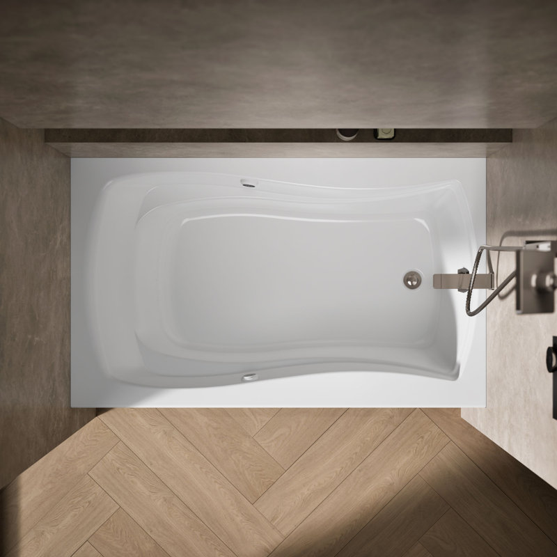 Mariposa 60" x 36" Alcover Air Acrylic Bathtub, White, Right
