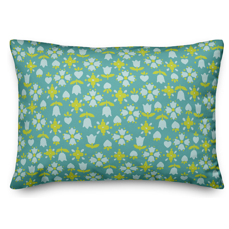 Tulip Floral Reversible Throw Pillow, Sky Blue/Yellow