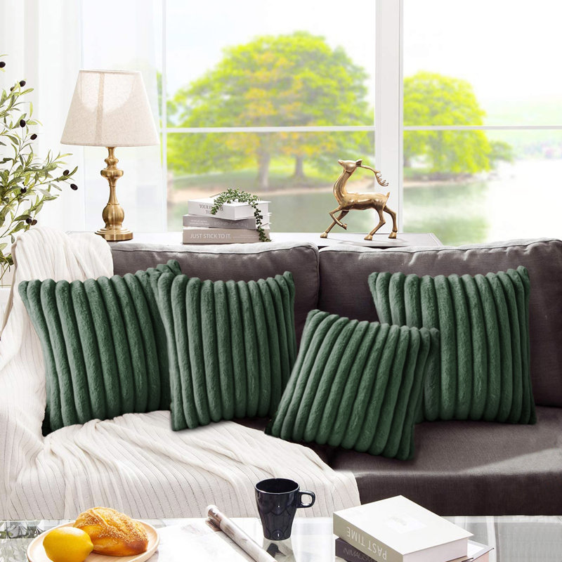 Deconov Cotton Square Throw Cushion, Green