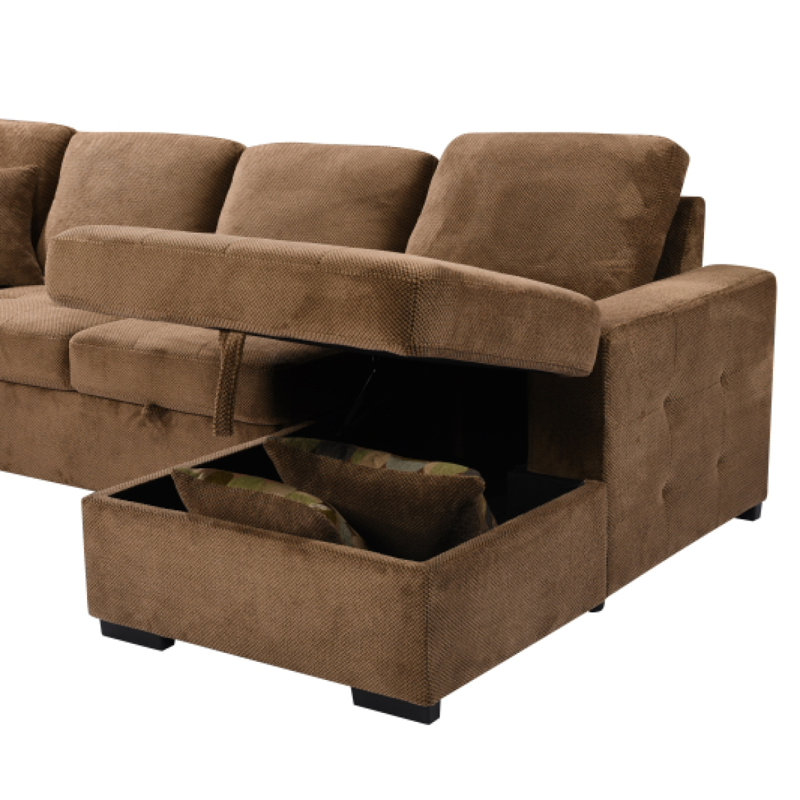 Canapé à accoudoirs carrés 96,86 po Annarama, Velours brun