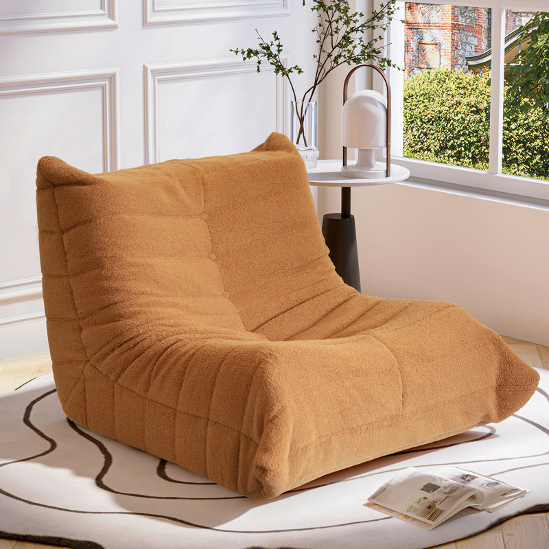 Armless Bean Bag Chair & Lounger Fireside Foam Chair, Brown 