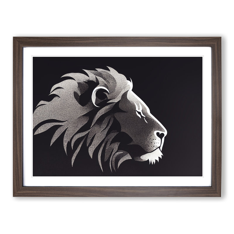 Terrific Lion Abstract - Framed Print, 25cm H x 34cm W x 2cm D, Walnut Framed