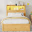 Lit plateforme avec tiroirs, lit en bois avec tête de lit et armoire de rangement escamotable, lit en bois avec lumière et douille-935908703-935908688