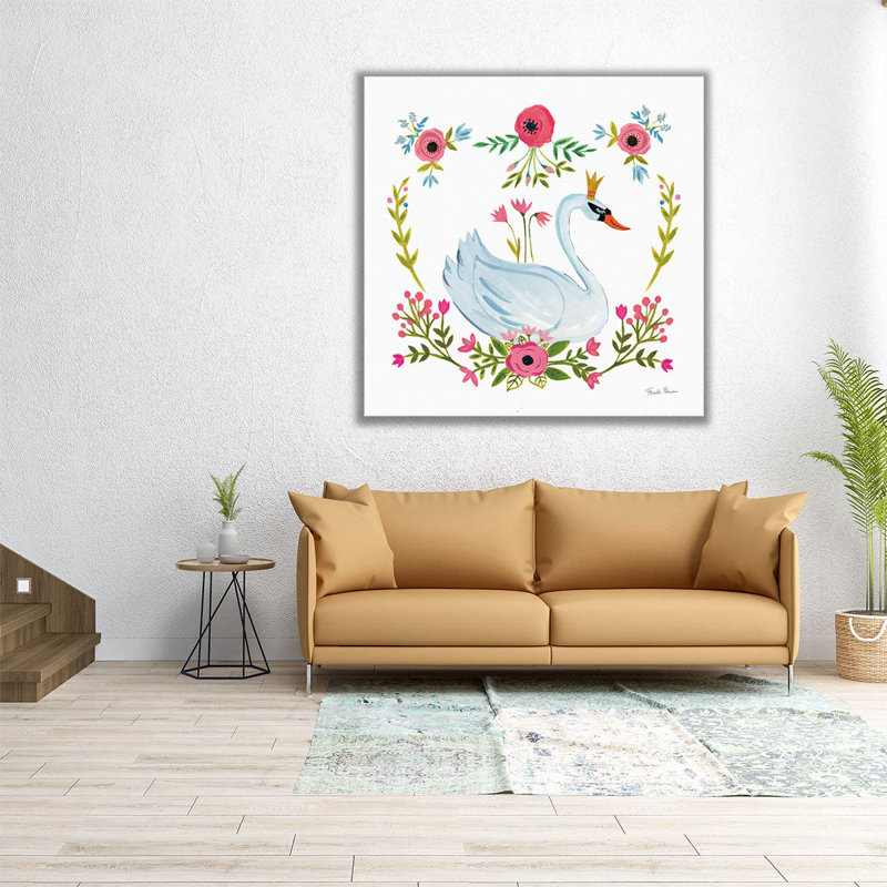 «Swan Love I», reproduction d'art sur toile, H 40 po x l 40 po