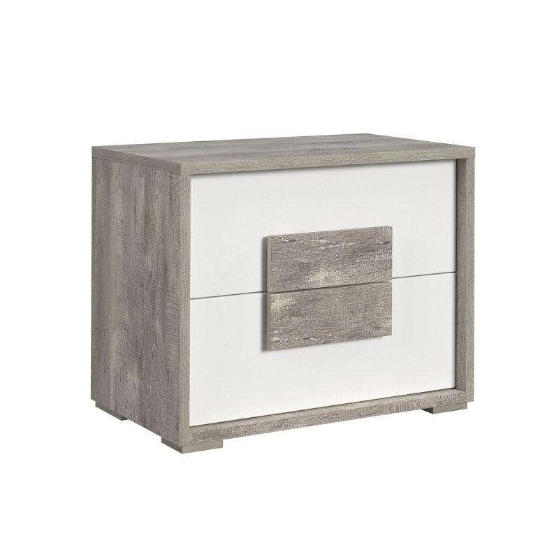 Table de chevet 2 tiroirs Hewson avec USB dans deux tons