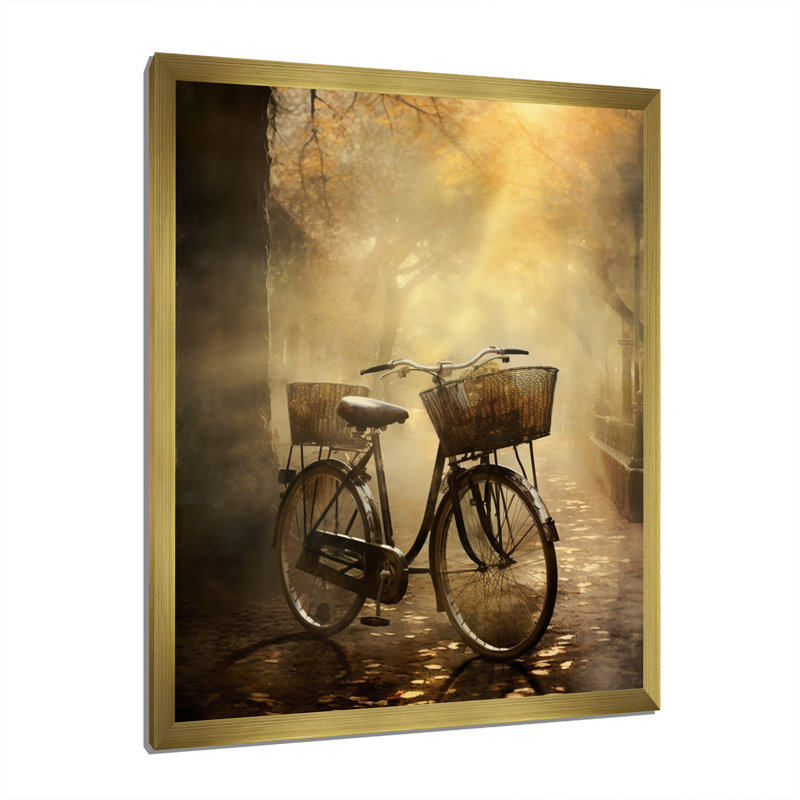 «Castera Bicycle Atmospher Rides An I», reproduction d'art sur toile, H 44 po x l 34 po x P 1,5 po, Encadrement doré
