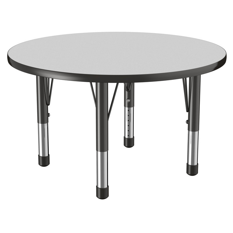 Table ronde à hauteur réglable, Épais, Gris / noir, 36"