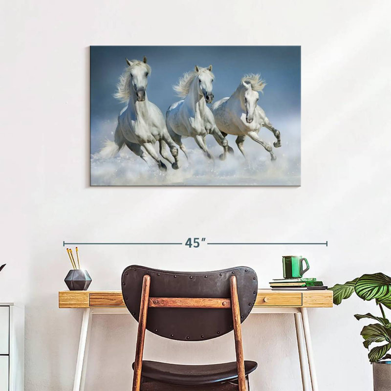 Brampt Dashing White Horses, 24" H x 36" W