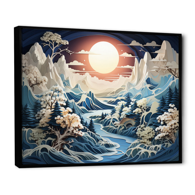 Berga Glacier Arctic Whispers II - impression, Cadre flottant noir, H 34 po x l 44 po x P 1,5 po