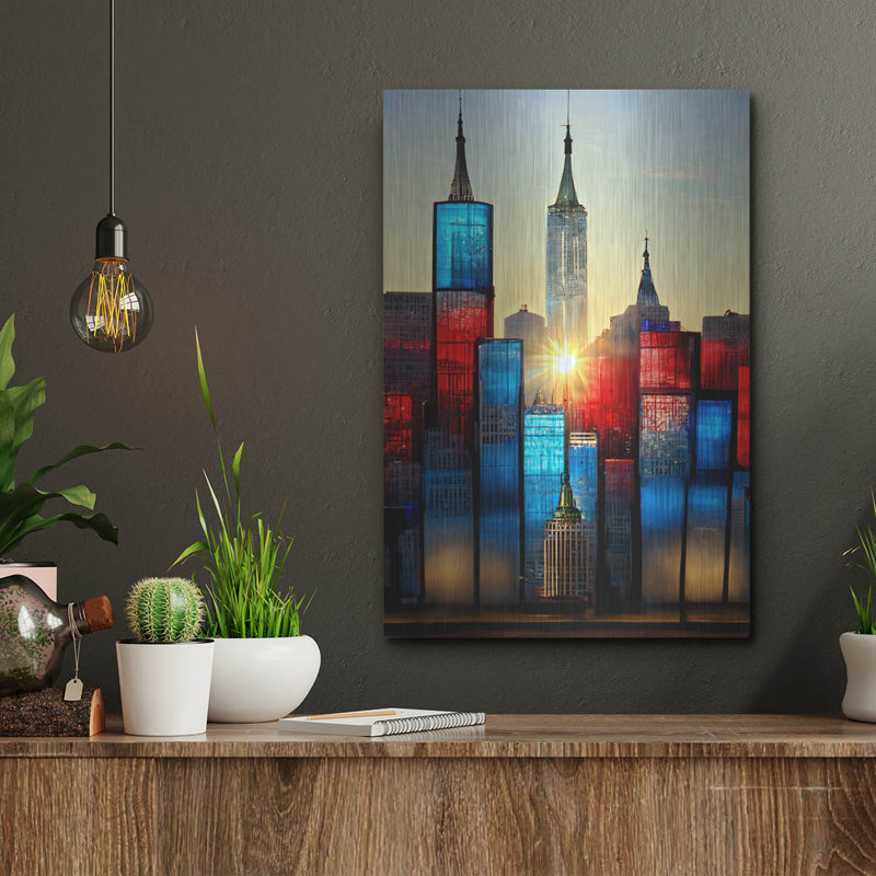 «New York 1» par Ray Heere, art mural en métal, H 16 po x l 12 po