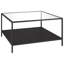 Table basse carrée en acier et verre noir 32 "Ceno avec tablette Ceno