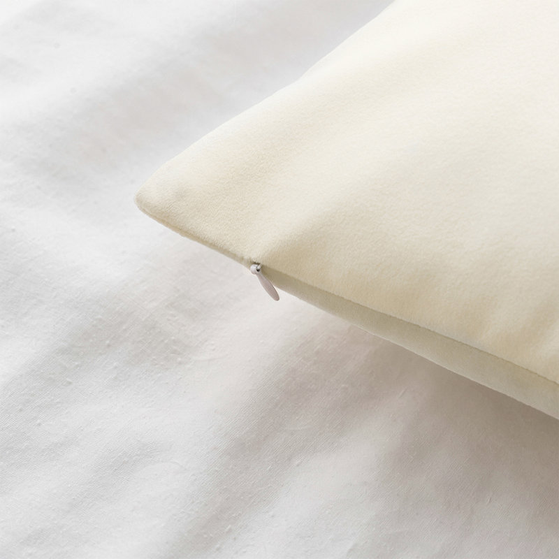 Ensemble de housses de coussin lombaire en velours 12 po x 20 po, taies décoratives douces, Offwhite, Pillow Cover