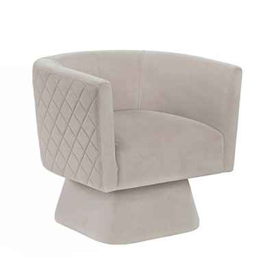 1Pc Swivel Chair, Upholstery Diamond Pattern Stitched Back Comfort Chair, Comfy Chair