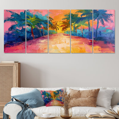 Green Yellow Palm Trees Tropical Oasis III - Palms & Palm Trees Wall Decor Set
