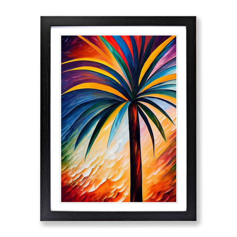 Palm Tree - Single Picture Frame Painting, Black, 34cm H x 25cm W x 2cm D