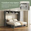 Grand lit escamotable blanc avec placard et tiroirs - Solution de rangement peu encombrante-943040541