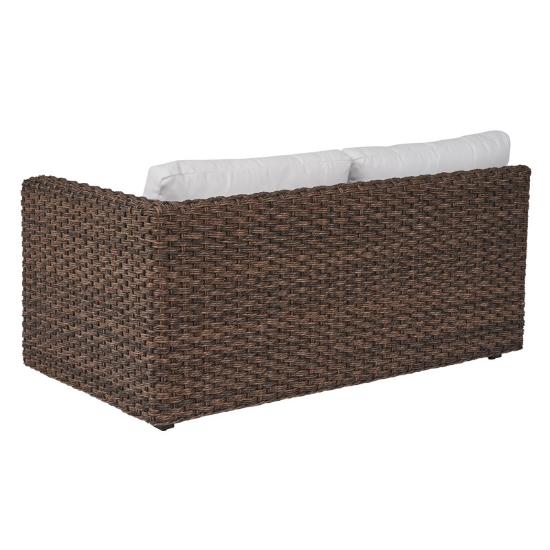 Kilimanjaro 64'' Wide Outdoor Wicker Loveseat with Sunbrella Cushions, Right Face