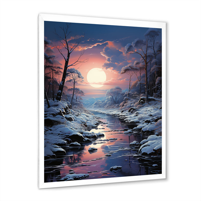 Fuchsia blanc hiver crépuscule III, H 40 po x l 30 po x P 1,5 po, Cadre simple blanc