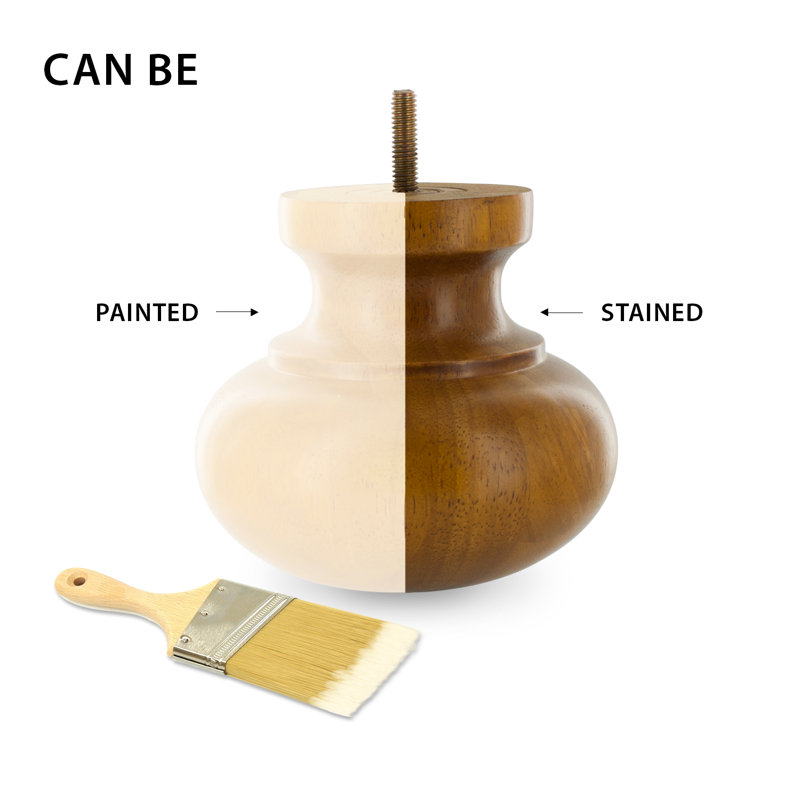 4-Inch Unfinished Solid Hardwood Round Bun Foot