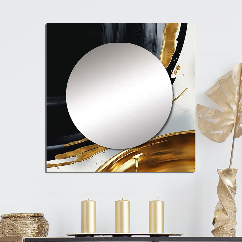 Athylène - Art mural miroir carré abstrait en marbre pour salle de bain, 23 po x 23 po