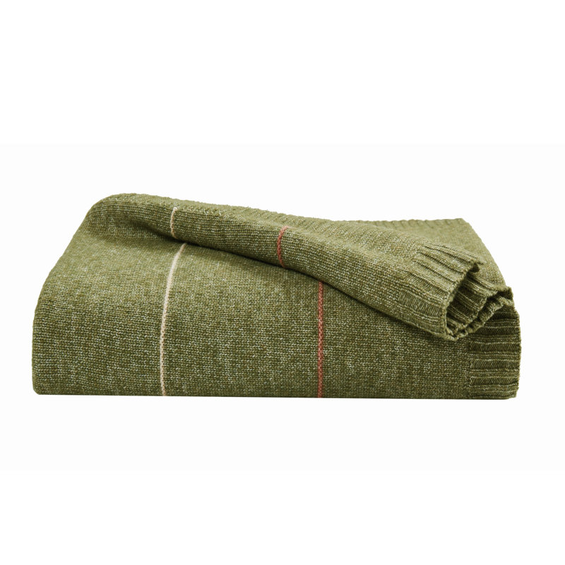 Jeté rayé en tricot Brooklyn Loom, Vert