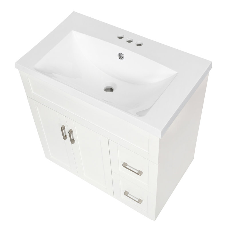 Meuble-lavabo moderne 2 po à 2 tiroirs avec plateau en céramique