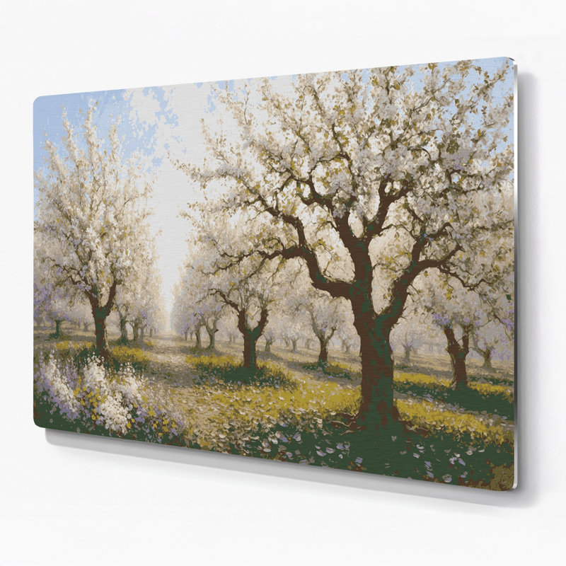 «Farm Apple Blossoms», art mural en métal gris, H 20 po x l 30 po
