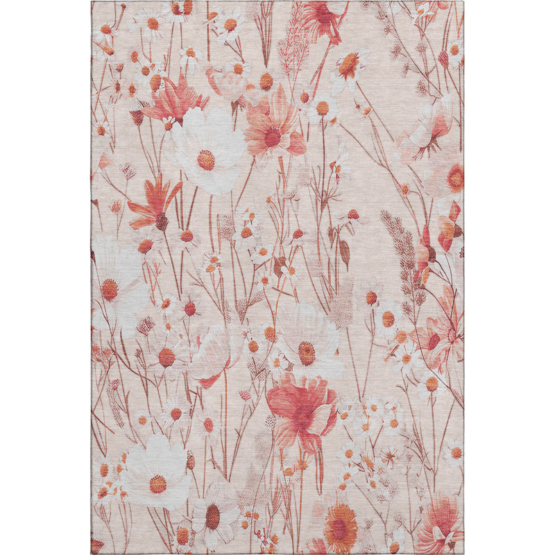 Premium Machine Washable Sykora AMF1500 Floral Rug, Rectangle 10' x 14'