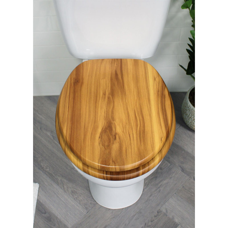 Sellman Soft Close Round Standard Toilet Seat, Antique Pine