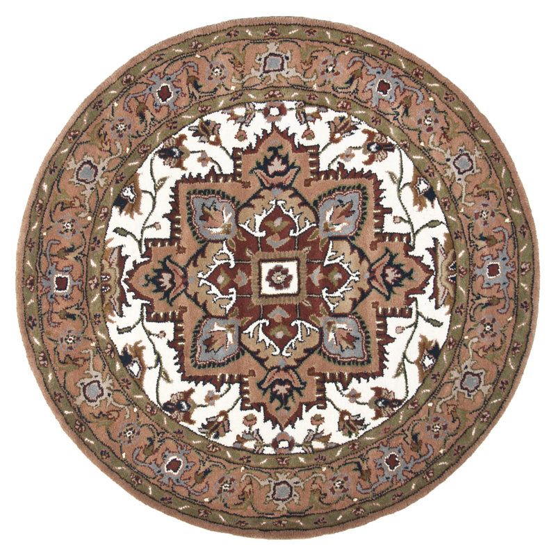 Binghamton Oriental Wool Hand Woven Area Rug, Round 190cm