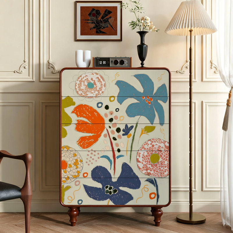 Armoire de rangement à 5 tiroirs en bois massif