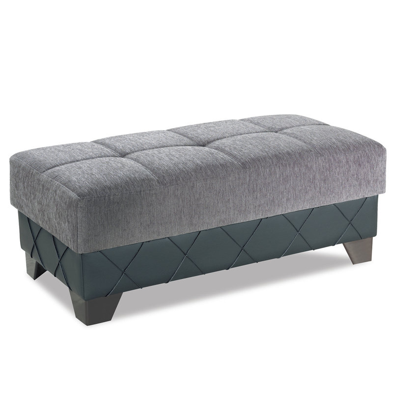 Olivo 48 in. Fabric Upholstered Ottoman, Gray