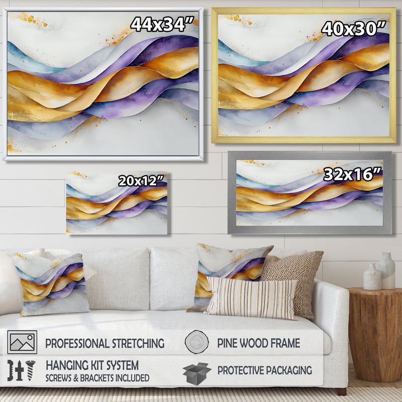 Amaral - Abstract Wall Art, Argent, H 30 po x l 40 po, Cadre flottant
